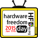 Logo de Hardware Freedom Day. Es una tele 